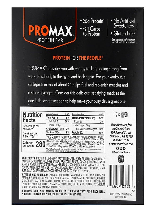 Promax Energy Bar Double Fudge Brownie - 12 Bars - Image 2